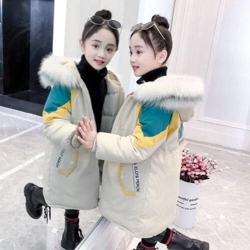 -30° Winter Warm Jacket GIrls Parkas Teen Coat Kids Outerwear Outfit Children Fur Hooded Padded Jacket Long 4-16 Years HPY204