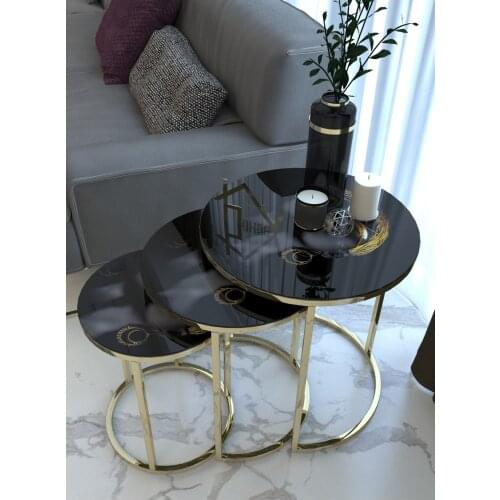 Gold Arab Girl Pattern Metal Zigon coffee table ''kırılmaz Tempered Cam'' coffee tables table basse furniture living room table