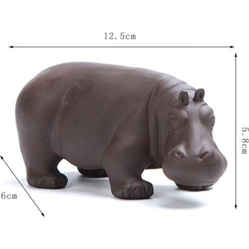 1PCS Animal Pure Handmade Purple Sand Hippo Tea Pet Ornaments Fine Buffalo Rhinoceros Purple Sand Tea Pet Tea Accessories