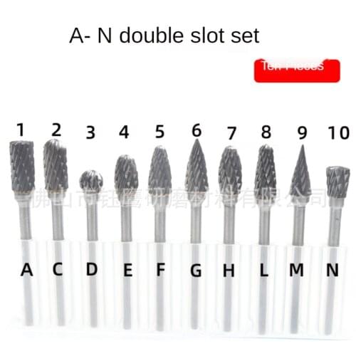 10pcs Single or Double Cut Tungsten Carbide Rotary burr Set Metal Carving Drilling Polishing Bits with 3mm Shank for Die Grinder