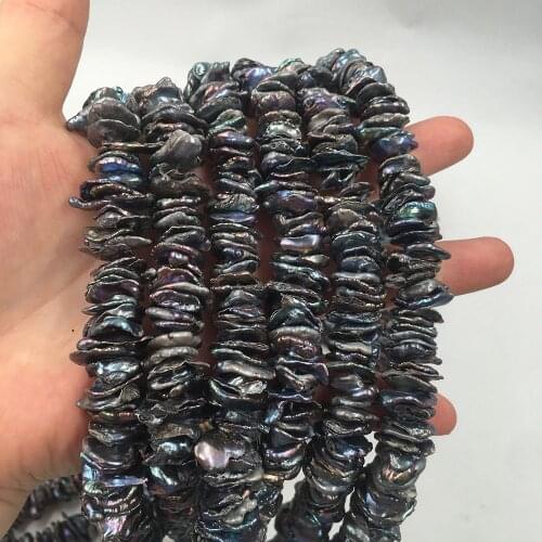 16 Inch 10-14 mm gray keshi baroque loose freshwater pearl in strand, septum beads jewelry findings DIY jewelry making