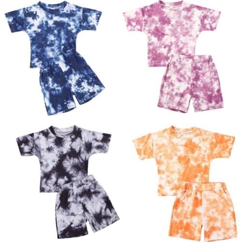 2 Colors Rendering Baby Clothing Set Summer Infant Girls Clothes Sets 2pcs Print Short Sleeve T Shirts Tops+shorts 0-5 Years