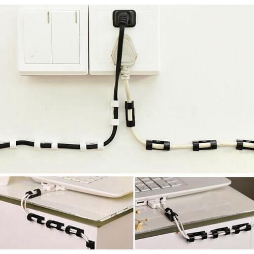 20pcs/lot Wire Fixing Clamp Clip Desktop Wire Clear Up Clips Holder Clamps Cable Clip Device USB Cord Clips Holder Organiser