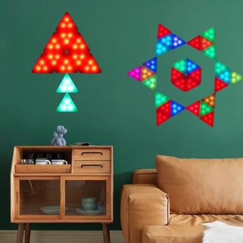 3/6pcs LED Touch Sensor Light Colorful RGB Lamps Triangular Remote Light