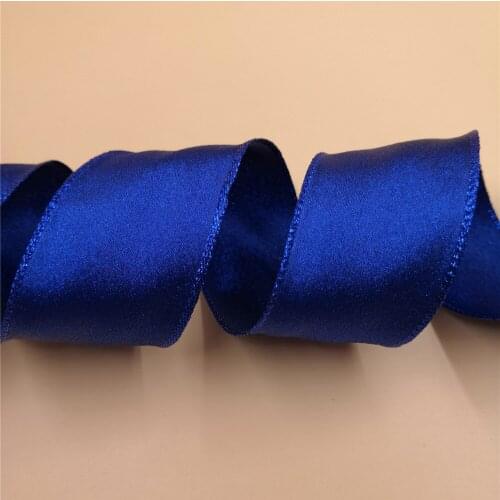 N1064 38mm X 25yards Wired Royal Blue Metallic Satin Ribbon. Gift Bow,wedding,cake Wrap,tree Decoration,wreath