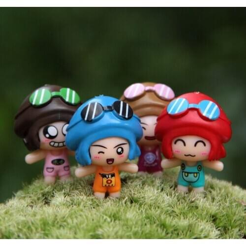 4pcs/lot Action Figure Aviator flying girl 3cm PVC Micro world microscopic bonsai garden ornaments decoration Model Anime