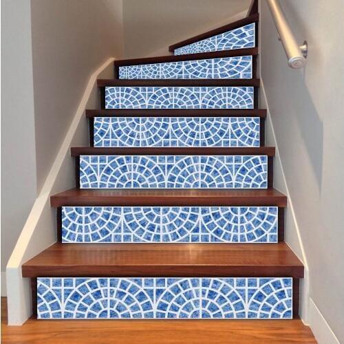6pcs/set 18cm x 100cm Nordic Semicircle Tile Stairs Decoration Wallpaper Art Pegatinas De Pared Home Wallpaper LT023