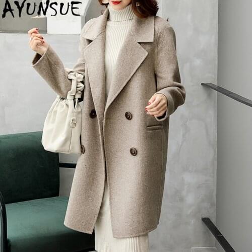 AYUNSUE Double Side Wool Coat Autumn Winter Jacket Women Clothes 2020 Alpaca Woolen Coat Female Korean Long Coats Chaqueta Mujer