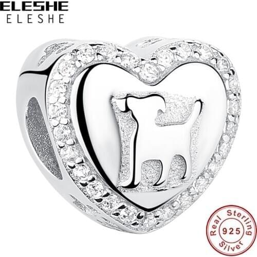 Personalized Custom Photo Heart Charm 925 Sterling Silver Pet Dog Crystal Beads Fit Charms Bracelet Original DIY Jewelry
