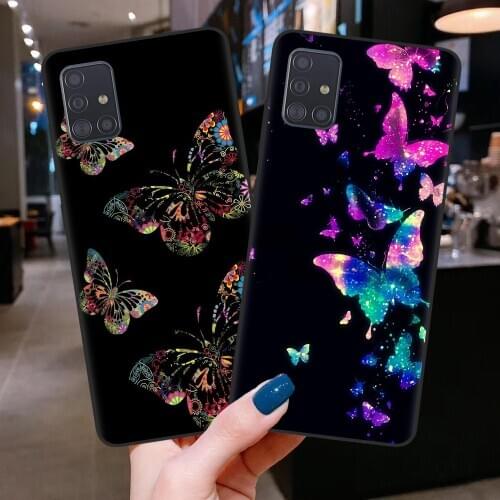 Cute Colorful Butterfly Phone Case For Coque Samsung A10 A20 A30 A40 A50 A70 A51 A71 A7 A9 A6 A8 Plus 2018 Soft TPU Back Cover S