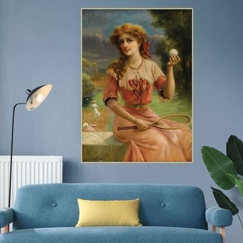 Citon Emile Vernon《Tennis Anyone》Canvas Oil painting World Famous Artwork Poster Picture Modern Wall decor Home Decoration