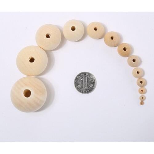 10pcs Wholesale Natural Wooden Beads Lead-free Wood Round Balls Jewelry Making Bracelet Necklace DIY Children Spacer Wood Craft