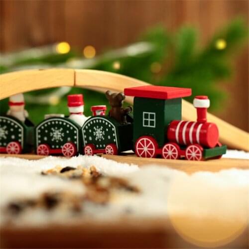 Wooden Christmas Train Ornament Christmas Decoration for Home Santa Claus Gift Toys Crafts Table Deco Navidad Xmas 2021 New Year