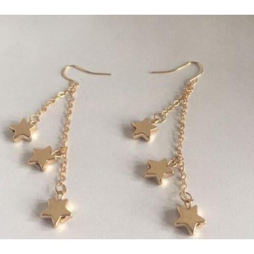 EY875 New Listing Gothic punk simple temperament tassel chain Double layer alloy five-pointed star Female charm earrings