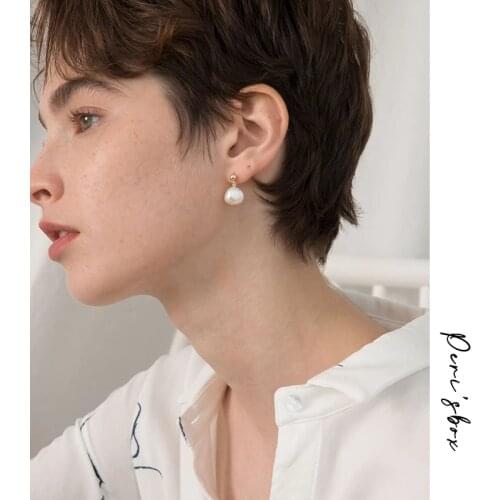 Perisbox French Baroque Freshwater Pearls Stud Earrings For Women Statement Drop Small Earrings Simple Post Earrings Wholesale