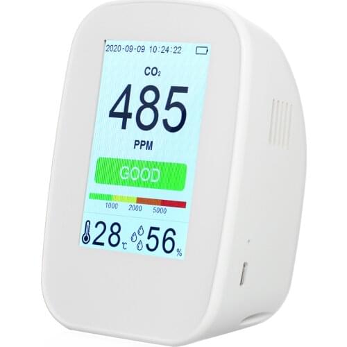 CO2 Meter Time and date/temperature and humidity display Air Quality Detector With 65534 Groups Data Logger Rechargeable Battery