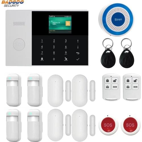 2.4 inch color screen wireless home alarm system kit with 3 hardwired zone