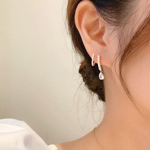 Korean New Design Fashion Jewelry Small Zircon Water Drop Pendant Stud Earrings for Women Elegant Exquisite Earrings Jewelry