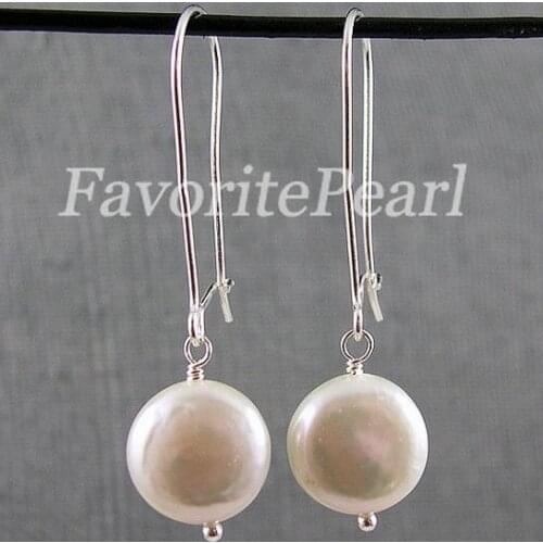Favorite Pearl Earrings AAA 13-14MM White Color Natural Freshwater Pearl Dangle Earring Set Handmade Jewelry Charming Women Gift