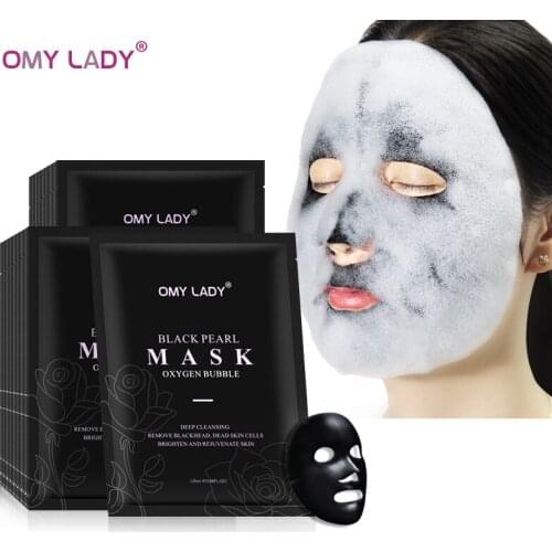 OMY LADY Black Pearl Mask Oxygen Bubble Mask Moisturizing Deep Cleaning Anti-Acne Bamboo Charcoal Adsorption Whitening Skin Care