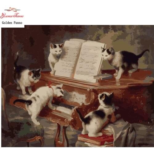 Golden Panno,DIY Needlework Counted Cross Stitch Set Embroidery Kit 14CT 11CT animal A group of cats Pattern CrossStitching07