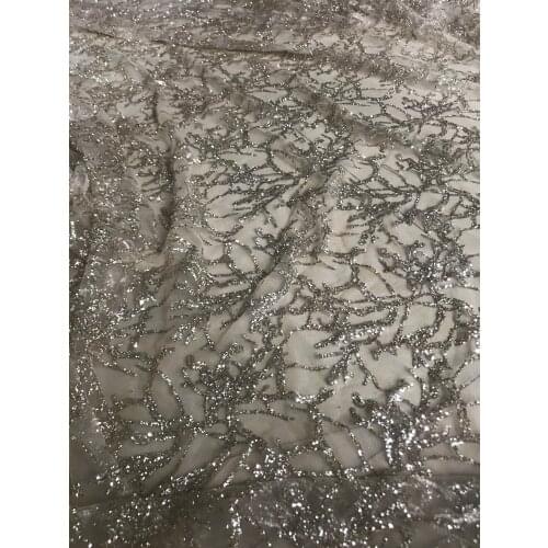 Nigerian net lace fabric with glued gilitter women tulle lace SYJ-20681 for party dress