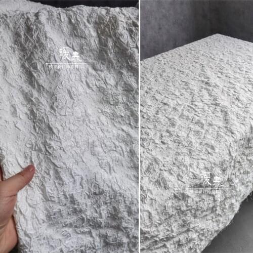 New Pleated Jacquard Fabric White Concave Convex DIY Patches Background Decor Coat Suit Skirt Clothing Dress Designer Fabric