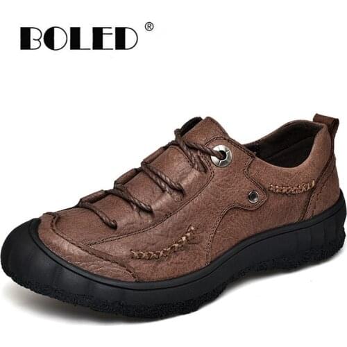 New Comfortable Genuine Leather Men Shoes Lace-Up Men Flats Outdoor Breathable Casual Shoes Zapatos Hombre Dropshipping