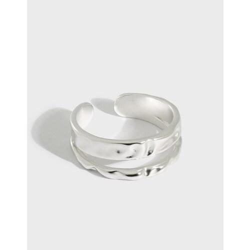 New 925 Sterling Silver Irregular Surface Double Layer Rings For Women Jewelry, Elegant Silver 925 Ring Woman Accessories
