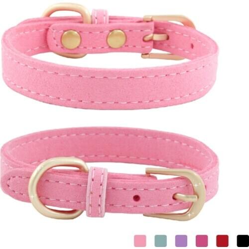 Suede Fabric Pet Dog Cat Collar Adjustable Soft Simple Style Dog Basics Collars Walking Running Fashion Puppy Kitten Necklace