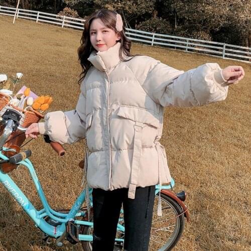 Winter Parkas Women Coat Korean Down Cotton Padded Jacket Autumn 2021 Stand-Up Collar Thick Warm Outerwear Female Clothes H1732