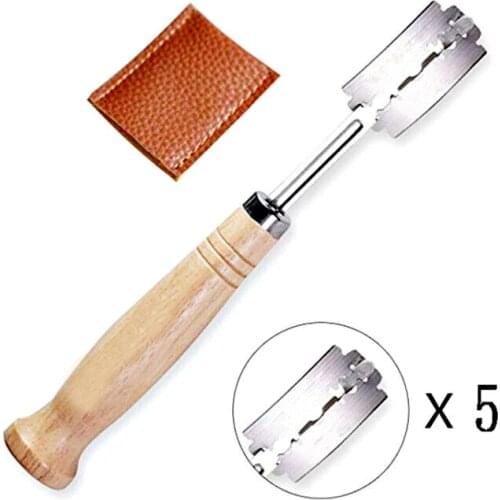 Plastic/Wooden Bread Lame Tools Bakery Scraper Bread Knife/Slicer/Cutter Dough Breads Scoring Lame with Blades Arc Curved Knife
