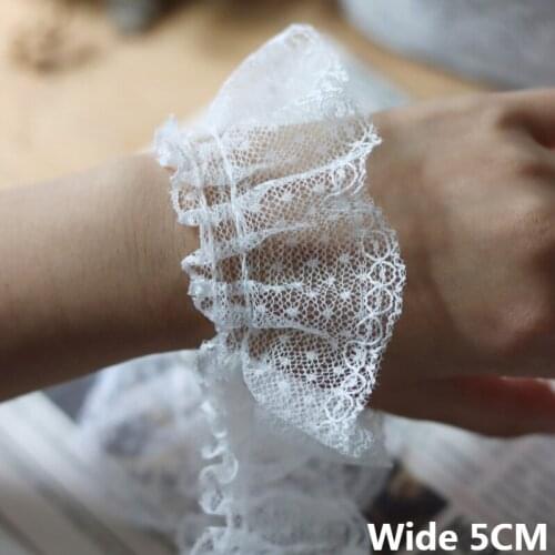 5CM Wide Luxury White Black Pink 3d Pleated Mesh Fringe Trim Lace Collar Neckline Sewing Dress Pettiskirt Curtains Home Decor