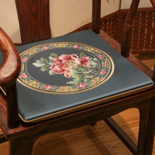Peony Embroidered Seat Cushion Classical Chinese Style High-grade Luxury Flora Chair Cushion Home Sofa Living Room Decoration