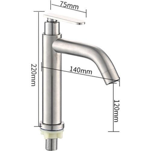 SHGO HOT-Basin Faucet Deck Mounted Kitchen Single Cold Toilet Wash Stainless Steel Useful Sink Handle Modern Mixer Water Tap Bat