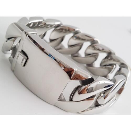 Granny Chic 26/31MM Wide Shiny Bracelet Men Cool Punk Stainless Steel Jewelry Fashion Mens Bracelets & Bangles Hand Thick Chain