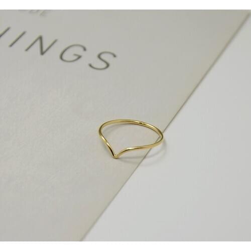 DOMINO HANDMADE Thin V Shaped Stacking Ring Dainty Gold Knuckle Midi Rings Chevron CZ Ring Band Harper Crown