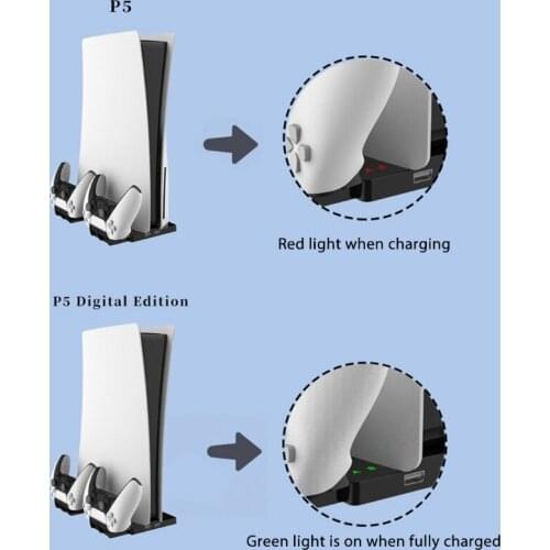 Vertical Stand For -Playstation 5 PS5 Console Dual Controller Charging Station