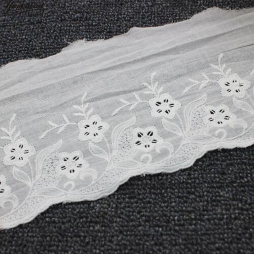 YACKALASI 14 Yds 100% Cotton Eyelet Embroidered Lace Ribbon Swiss Cotton Voile Sewing Apparel Trims Appliqued Ivory 13CM