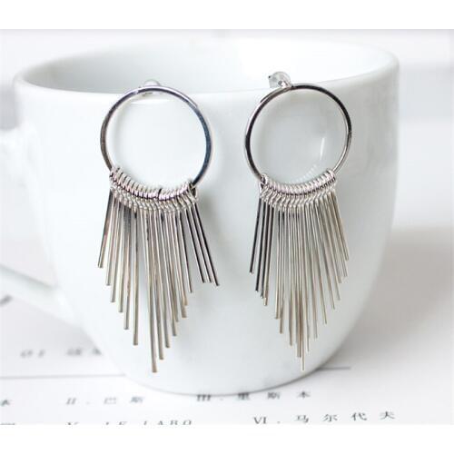 Hot Fashion Alloy Bohemia Long Tassel Earrings For Women Temperament Retro Exaggerated Geometric Large Earrings Street Style