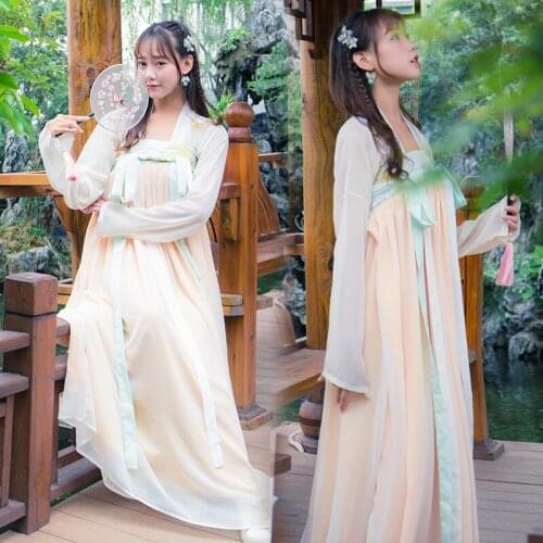 Han dress womens chest length Ru double layer Chiffon big swing skirt Han element Ru skirt suit performance dress