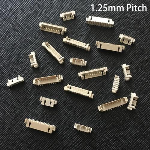 1.25mm Pitch Spacing 2P 3P 4P 5P 6P 7P Pins Single Row Patch Vertical Right Angle SMD SMT Female Socket Terminal Wafer Connector