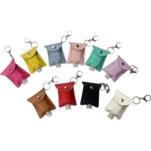 10pcs/lot Hand Sanitizer Leather Keychain Holder Refillable Container 30ml Flip Cap Reusable Bottles with Keychain