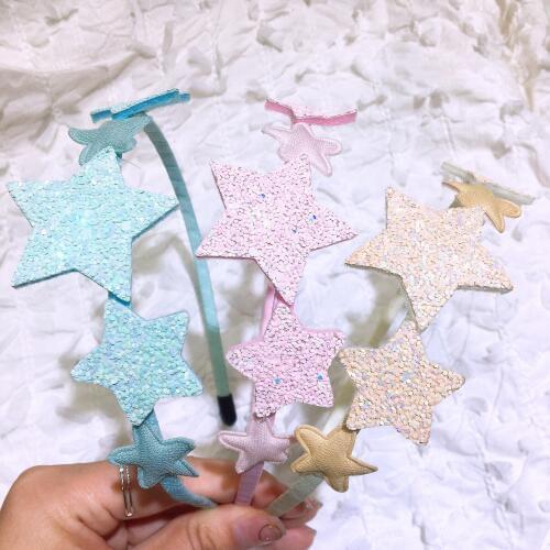 12pcs ins Fashion Cute Glitter Star Hair Sticks Macarons Color Star Hairbands Princess Party Headware Girls Hair Accessories