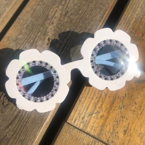ZAOLIHU 4-10 Years Cute Kids Sunglasses Round Flower Designs Eyewear Gorgrous Diamond Sun Glasses UV400 Baby Shades Eyeglasses
