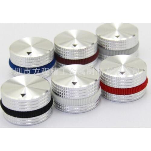4pcs aluminum knob Color circle potentiometer knob silver 25*15.5*6mm Black triangle Volume knob switch cap Encoder amplifier