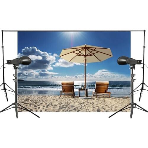 7x5ft Exquisite Chairs Parasols Photography Background Sunny Beaches Backdrops Children Wedding Photo Studio Backdrop