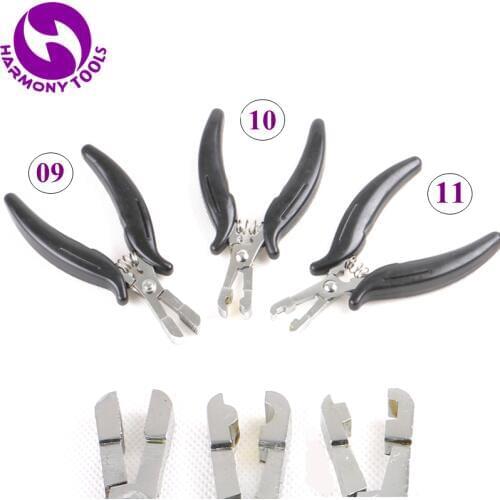 HARMONY 9 Pieces Black Multi Functional Stainless Steel Hair Extension Pliers Tools For Micro Ring Bead Glue Bond Removal