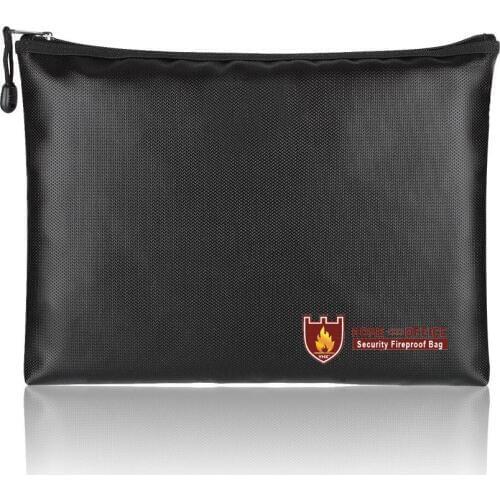 Black Double Sided Fireproof Bag Fire Water Resistant Pouch for Li-Po Battery Money Document Multi-functional Tools Storage Bags
