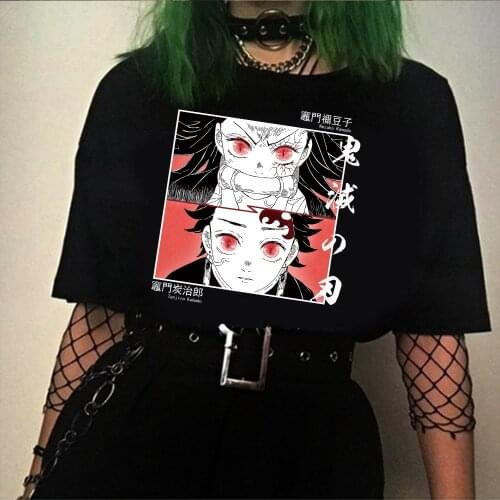 Demon Slayer T Shirt Women 2021 Graphic Hot Streetwear Tshirt Kimetsu No Yaiba Nezuko Tanjiro Kamado T-shirt Top Tees